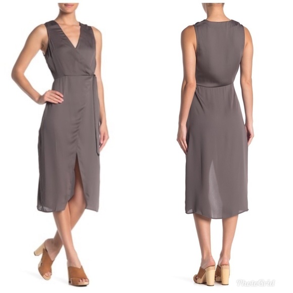 L’Academie High Low Sleeveless Slate Wrap Blouse XS - Picture 2 of 8